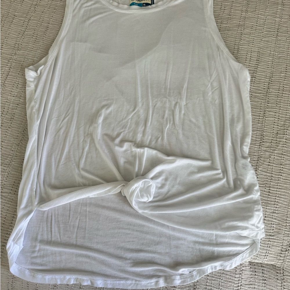 Elegant White Knot-Front Tank Top